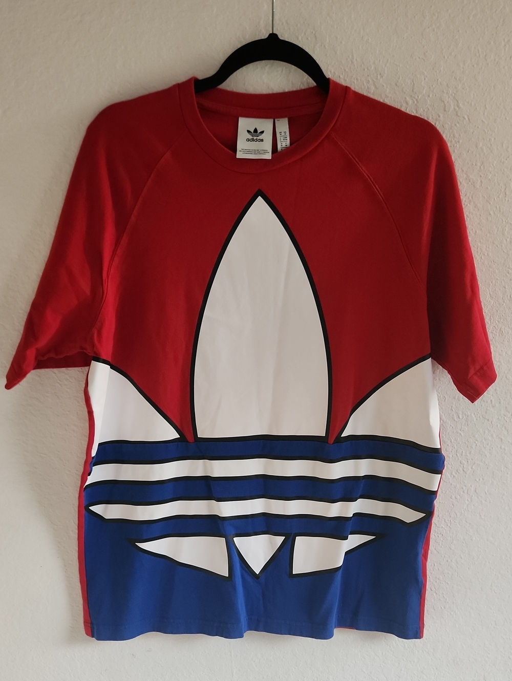 adidas Originals Big Trefoil Graphic Tee Red Blue White Men’s Size M 100% Cotton